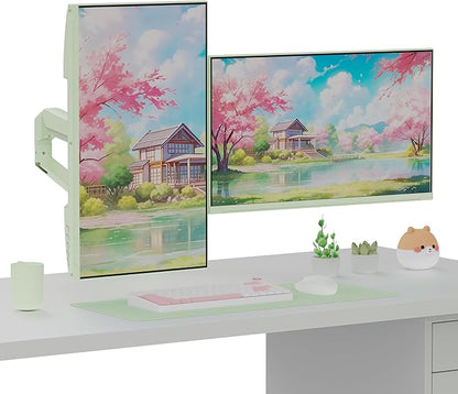 Pixio PS1D Wave Mint Dual Monitor Arm Stand Desk Mount - Fits up to 32 inches Monitors and up to 19.8lbs. VESA Compatibility and Integrated Cable Management