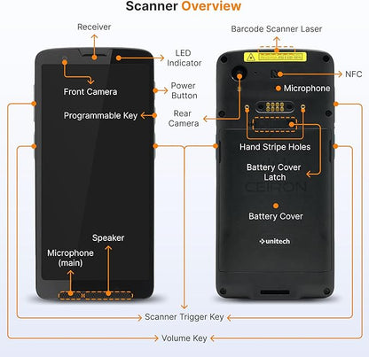 Unitech EA660 ID Passport Scanner – Touchless Handheld Scanning Solution with VeriScan Basic Software for Age Verification & Visitor Management. Free Charge Dock, Case, Screen Protector & Hand Strap.