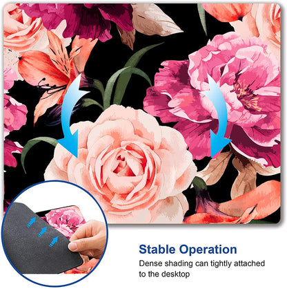 DUADELI Watercolor Rose Flower Mouse Pad, Floral Mouse Pad Custom Design, Square Waterproof Mouse Pad Non-Slip Rubber Base MousePads for Office Laptop, 9.5x7.9x0.12 Inch