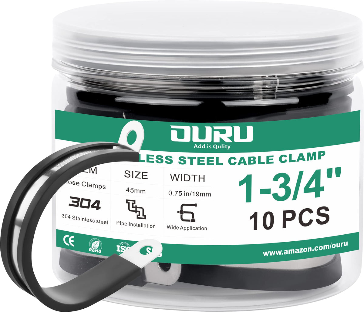 OURU 5/16 Inch Cable Clamps, Rubber Coated Insulated Clamps, 30pcs, 8mm