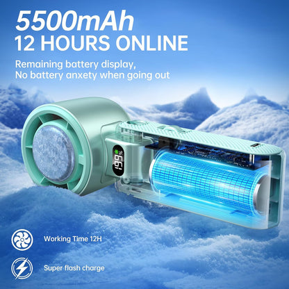 Coolhill Pro Handheld Portable Fan with Ice Cooler 199-Speed 5500mAh