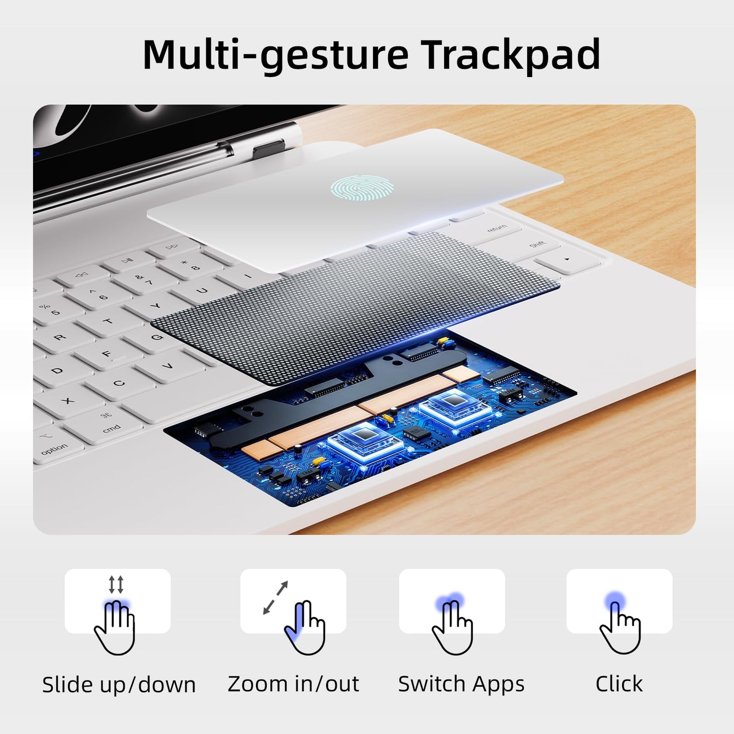 for iPad Pro 13 inch M5 2025 & M4 2024 case with keyboard M4,Magnetic Attach,Multi-Gesture Trackpad,7-Color Backlit,Shortcut Keys,Auto sleep/awake,Magic Keyboard for iPad Pro 13-inch M4 2024,White