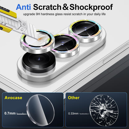 Avocase for Samsung Galaxy Z Fold 7 Camera Lens Protector, Individual Metal Ring Tempered Glass Lens Cover, [Strong Adsorption] Scratch Resistant Ultra-Thin HD Clear Lens Cover, 1 Set-Colorful Sparkly