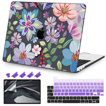 Teryeefi for MacBook Pro 13 inch Case M2 M1 2025 2022 2021-2016 Release fits Model A2338 /A2289/A2251/A2159/A1989/A1706 with Touch Bar, PC Hard Shell with Keyboard Cover, Pretty Colorful Flowers A004