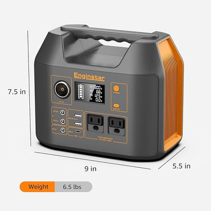 EnginStar 296Wh Portable Solar Generator, Pure Sine Wave Power Station