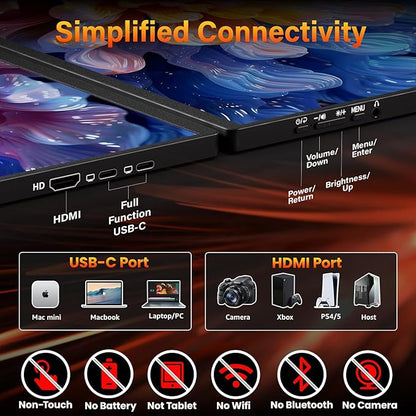 Portable Gaming Monitor 16 Inch QHD 2.5K 2560X1600 16:10 120 Hz Free-Sync 100% sRGB 10 Bit 400 Nits Travel Screen for MacBook, Laptop, PC, Game Consoles, VESA Compatible, with Cover
