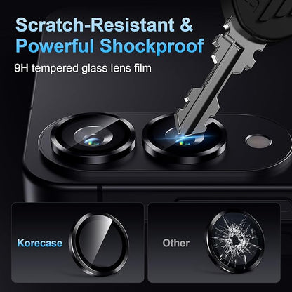 Korecase for Samsung Galaxy S25 Edge Camera Lens Protector, 9H Tempered Glass Anti Scratch Camera Screen Protector Shockproof Film Shcokproof Metal Ring Lens Protecor for Galaxy S25 Edge,Black