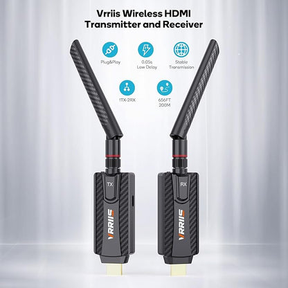 Wireless HDMI Transmitter and Receiver,Plug and Play,1080P Wireless HDMI Extender Kit Support 2.4GHz and 5GHz for Streaming Video from Laptop,Pc,TV Box to Monitor,TV,Projector