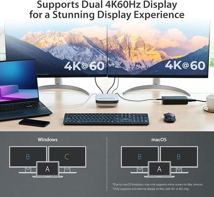j5create USB-C Dual 4K Speakerphone Dock Pro, Dual 4K HDMI Audio Dock for Video Conference, USB-A x 2, USB-C, Gigabit ethernet, Pass-Through Charging - Works with Teams, Zoom (JCDS337)