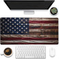 Large Gaming Mouse Pad for Desk,Wooden American Flag Desk Mat,Wooden USA Flag Desk Pad,Extended Big Computer Keyboard Mouse Pad with Non-Slip Base and Stitched Edge,35.4"x15.7"