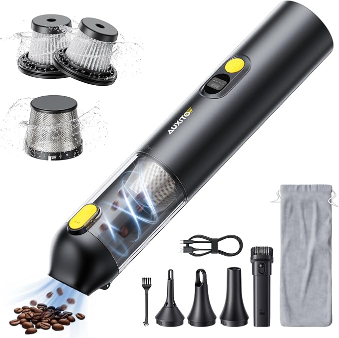 AUXITO Car Vacuum Portable Cordless 14000Pa Suction, Handheld Vacuum Blow & Suction 2 in 1, Small Vacuum Cleaner Hand Held Vacuum for Car, Home, Pet, Office (Black)