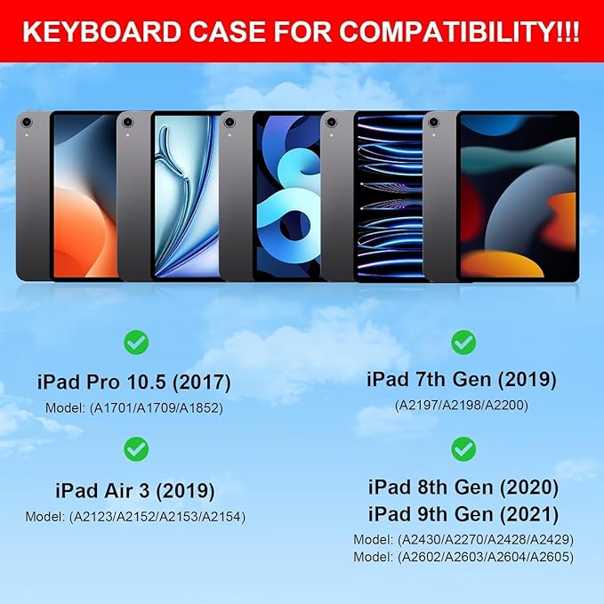 GGQFGTOJ for iPad 9th Generation Case with Keyboard,Magic Style Keyboard Case for iPad 9th/8th/7th Gen 10.2 inch - Floating Cantilever Magnetic (White)