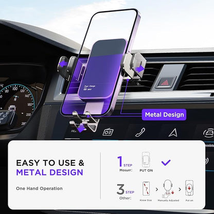 Wireless Car Charger,【7 Colored RGB Backlit】 15W Auto Clamping Car Charger Phone Mount Holder for iPhone 15 14 13 12 Mini Pro Max 11 XR X, Samsung Galaxy S23 Ultra S22 S21+ S10+ Note 20, etc - Silver