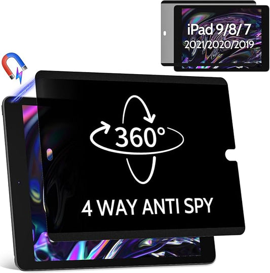 360° Magnetic Privacy Screen for iPad 9th 8th 7th Generation 10.2 Inch & iPad Air 3th & iPad Pro 10.5 In, 4 Way Privacy Removable Anti Glare Blue Light Filter Shield Film Anti Spy Protector