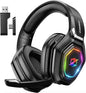 2.4GHz Wireless Gaming Headset with Microphone, 2.4G USB & Type C Transmitter - 30h Battery Life - RGB Lighting Gaming Headphones for PS5, PS4, PC, Phone