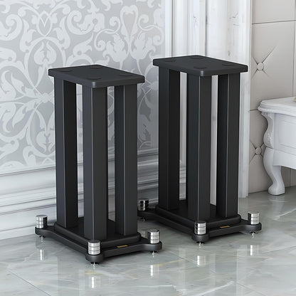 A Pair of Speaker Stands, Bookshelf Speaker Stand Steel Frame Support for Speakers up to 40 kg, Vibration-Absorbing MDF Design, Studio Monitor Stands Improves Sound Quality (60cm/23.6in)