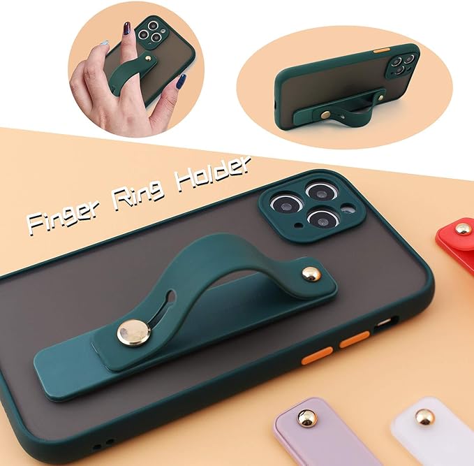 Removable and Reusable Cell Phone Grip Strap, Yetaida Telescopic Finger Kickstand Bracket Universal Silicone Phone Holder Stand and Portable Finger Loop for Most Smartphones Case (Matcha Green)