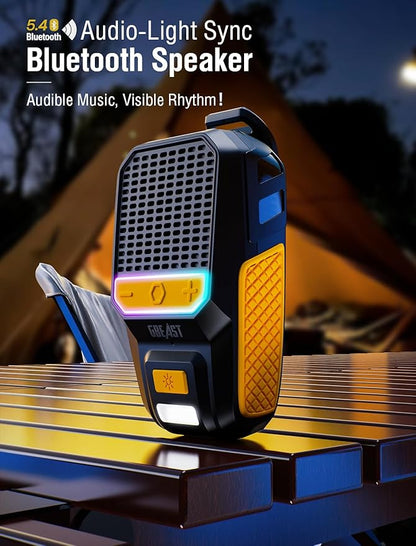 GBEAST Wearable Bluetooth Speaker, Clip-On Mini Portable Speakers All Day Playtime Waterproof Built-in Mic for Hands-Free Music/Calls Bluetooth Speaker with RGB/Flashlight for Jobsite/Outdoor/Golf