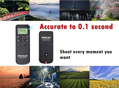 PHOLSY Wireless Timer Remote Release Control with Intervalometer and HDR for Olympus E-M1, E-M5 II, E-M5, E-M10 II, PL8, PL7; for Panasonic S5, S1H, S1RM, S1, G95, G91, G90, G9, FZ10002, GH5, GH6