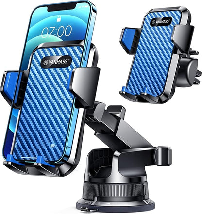 VANMASS [2024 Upgrade Phone Holders for Your Car [Super Suction Cup] Cell Phone Mount Car Dashboard Window Vent Desk Fit for iPhone 15 Pro Max 14 13 Universal Handsfree Automobile Vehicle Cradle，Blue