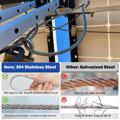 TooTaci 3/16" Stainless Steel Cable, 100ft Wire Rope with Aluminum Crimping Sleeve&Thimbles, 7x19 Strands, 3700lbs Breaking Strength Heavy Duty Aircraft Cable for Zipline, Deck Railing, Shade Sail