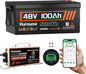 48V 100Ah LiFePO4 Golf Cart Lithium Battery Bluetooth with 48V 15A Charger, 5120Wh Golf Cart Deep Cycle Battery, Built-in 200A BMS