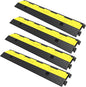 VEVOR Cable Protector Ramp, 4 Packs 2 Channels Rubber Modular Speed Bumps Rated 11000 LBS Load Capacity, Protective Wire Cord Ramp Driveway Rubber Traffic Speed Bumps Hump Cable Protector
