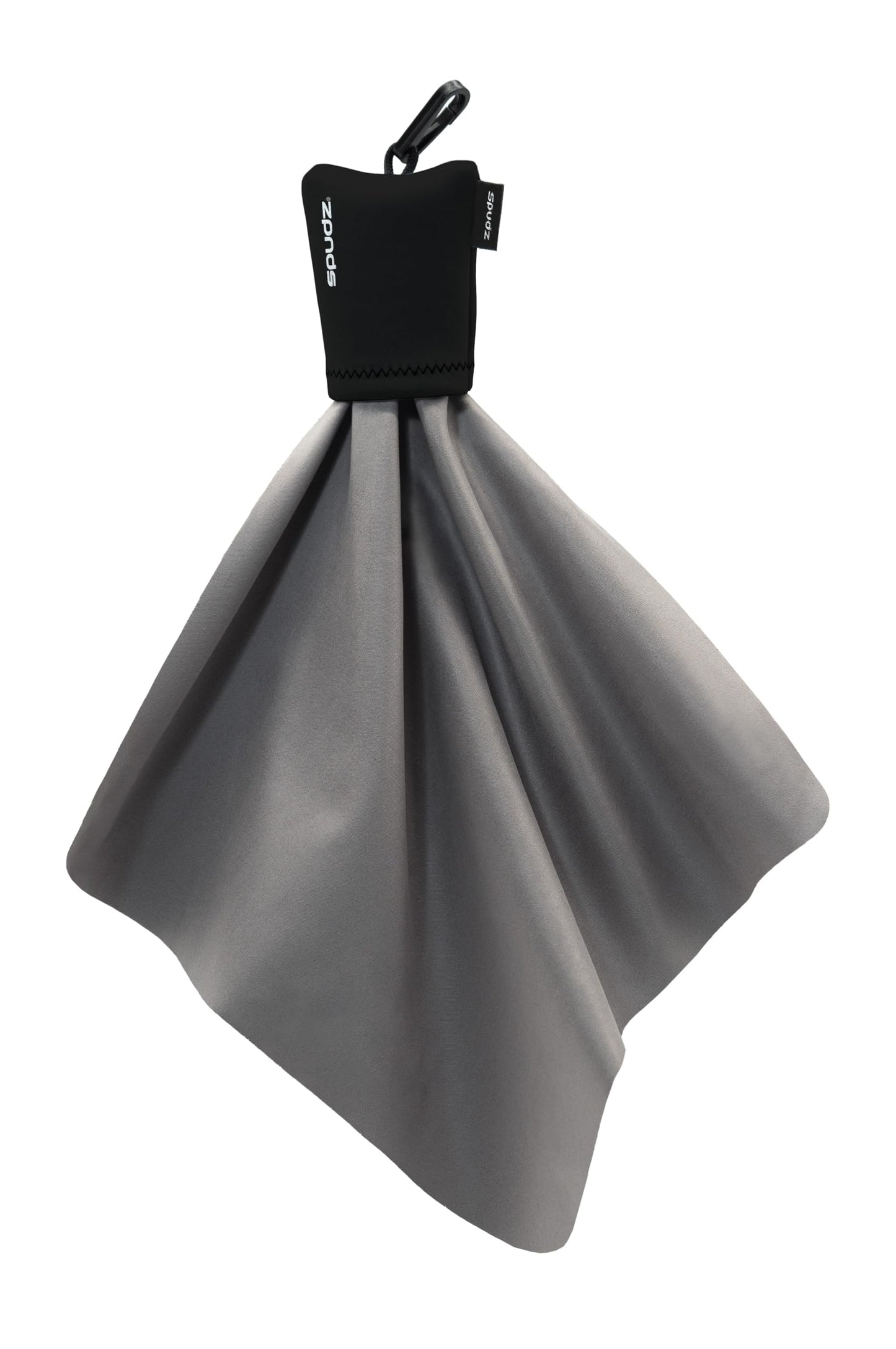 SPUDZ Classic Microfiber Lens Cleaner – Clip-On Pouch, Washable – for Binoculars, Scopes, Glasses, Screens | Classic | Black, 10 x 10 Inch