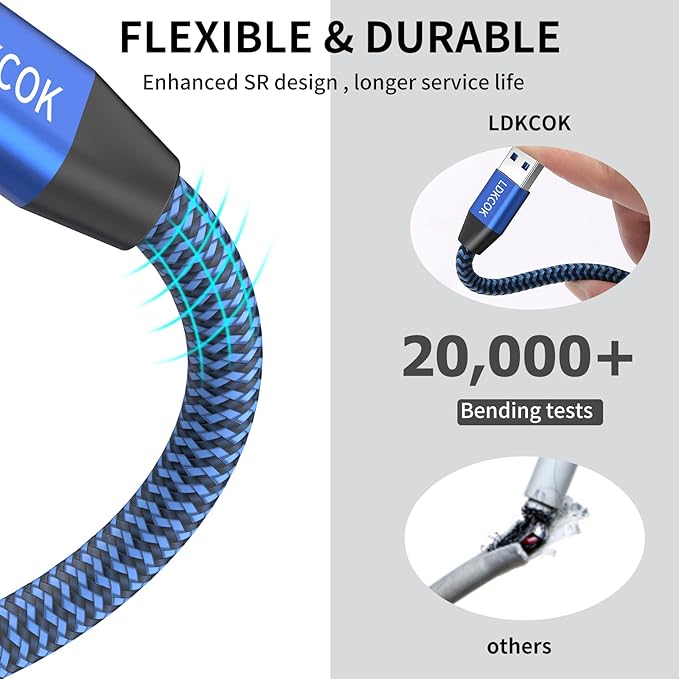 USB to USB Cable 15FT,Durable Braidedfor USB 3.0 Male to Male Type A to Type A Cable Data Transfer Compatible with Hard Drive, Laptop, DVD Player, TV, USB 3.0 Hub, Monitor, Camera, Set Up Box and More