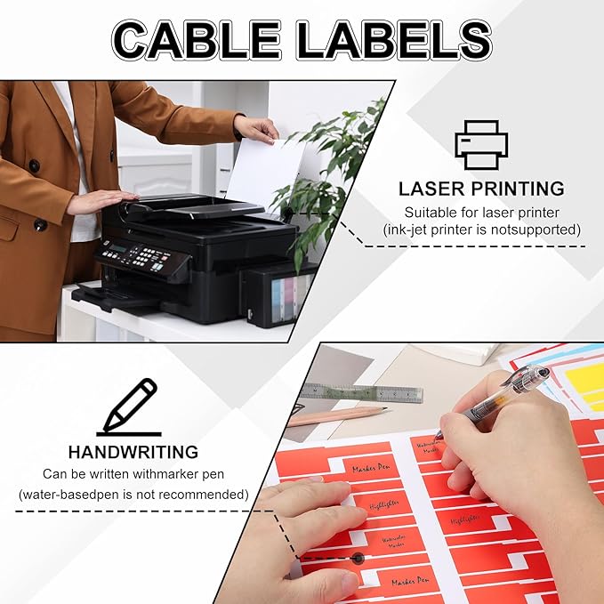 uxcell 300 Pcs Cable Labels, Waterproof Wire Cord Labels Tags, Cord Organizer Management Tags for Charger Cable Organizer Wire Markers Printer and Handwriting, Blue