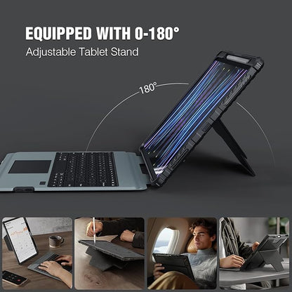 Nillkin iPad Air 13 inch Case Keyboard (M3,2025/M2,2024), Slide Camera Cover, iPad Pro 12.9 Protective Case with 7 Colors Backlit Wireless Detachable Keyboard, Trackpad and Pencil Holder