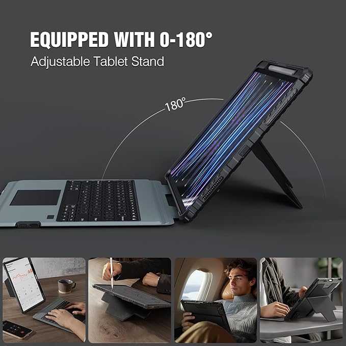 Nillkin iPad Air 13 inch Case Keyboard (M3 2025/M2 2024) & iPad Pro 12.9 inch (6th/5th/4th/3rd), Detachable Keyboard with Multi-Touch Trackpad, Pencil Holder & Camera Cover, Rugged Protective