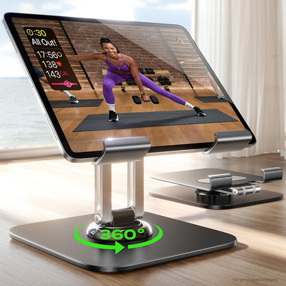 LISEN for iPad Stand Holder [All-Metal Foldable] Adjustable Tablet Stand for Desk, 2026 iPad Accessories Rotating Display Stand Office Men Gifts Kindle Tablet PS Switch iPhone 11"-4.7"