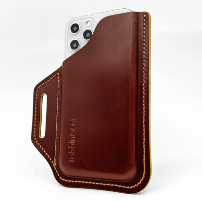 TobbinGear Leather Belt Phone Pouch, Leather Cell Phone Holster, Universal Phone Case with Belt Loops, for Men and Women Coffee