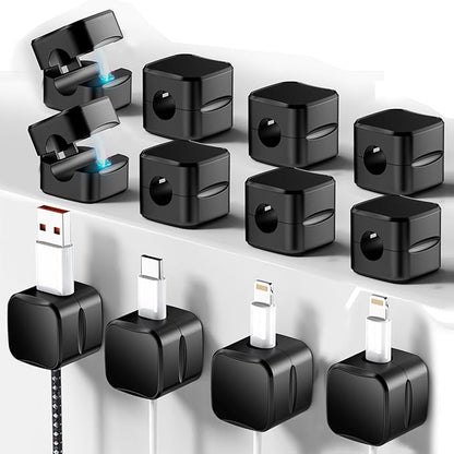SaiTech IT Magnetic Cable Clips, Cord Organizer Holder, for Desk Cable Management, Adhesive Wire Keeper for Car, Office Home Desktop, Wall, Night Table (12 Pack)