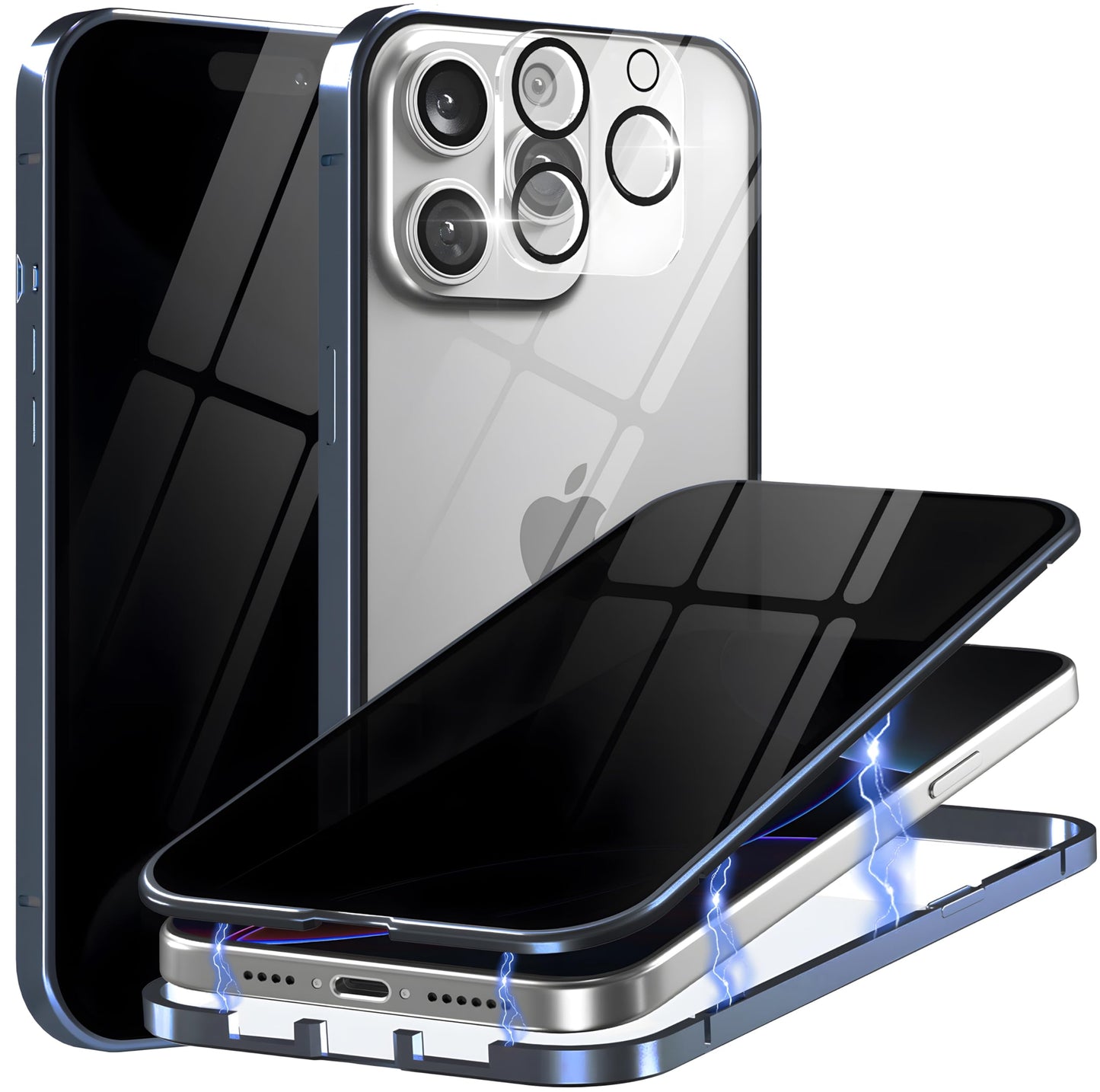 Magnetic Case for iPhone 16 Pro Max Privacy Screen Metal Titanium Frame