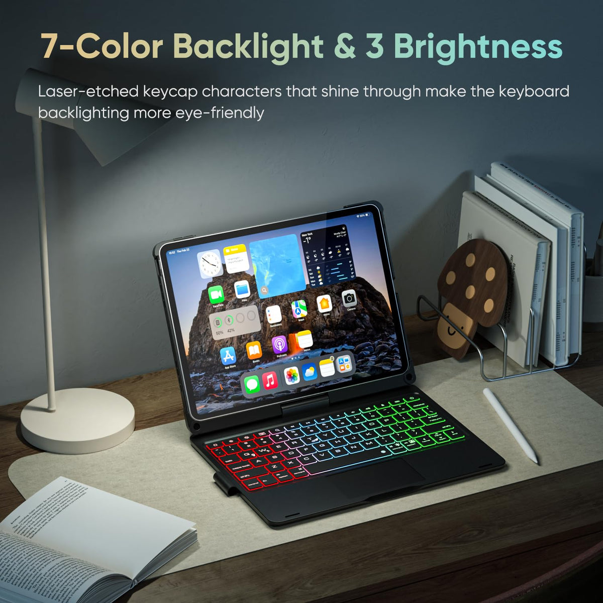 doqo iPad A16 11th & iPad 10th Case with Keyboard & Trackpad,360° Rotating