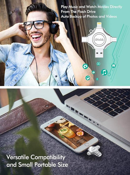 256GB App-le Certified iPhone 17 16 iDiskk FLASHDRIVE 256GB USB C Thumb Drive Photo Stick for iPhone iPad Android Samsung Flash Drive for iPhone Photos 15/14/13/12/12 pro/12 mini Storage