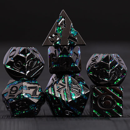 Maywin Metal Dice Set with Inlay Design, Heavy Zinc Alloy DND Dice for RPG & Tabletop Gaming