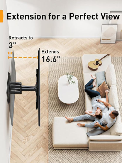 Perlegear UL Listed Full Motion TV Wall Mount for 42-90" TVs up to 132lbs