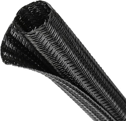 Split Wire Loom Tubing, Cable Protector Sleeve, Braided Cable Management for TV/Computer/Home Theater/Engine Bay, Cord Protectors from Pets No Chew (Black, 1/2"-10ft)