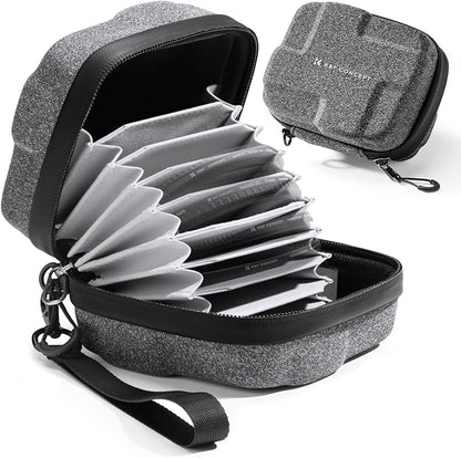 K&F Concept 10 in 1 Lens Filter Case, Hard Shell Camera Filter Pouch Up to 95mm with Hand Strap, Waterproof Camera Lens Filter Storage Wallet for ND UV CPL Filter Pouch