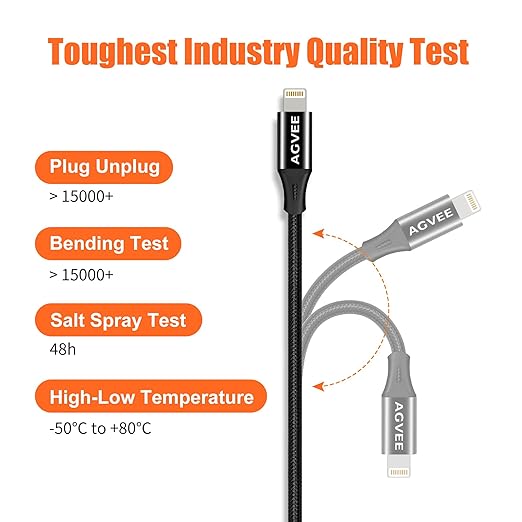 AGVEE 2 Pack 6.6ft Lightning Extension Cable, Braided Female to Male Extender Full Function Cord Compatible with iPhone iPad, Data Sync Video Audio & Charging Connector Adapter, Black