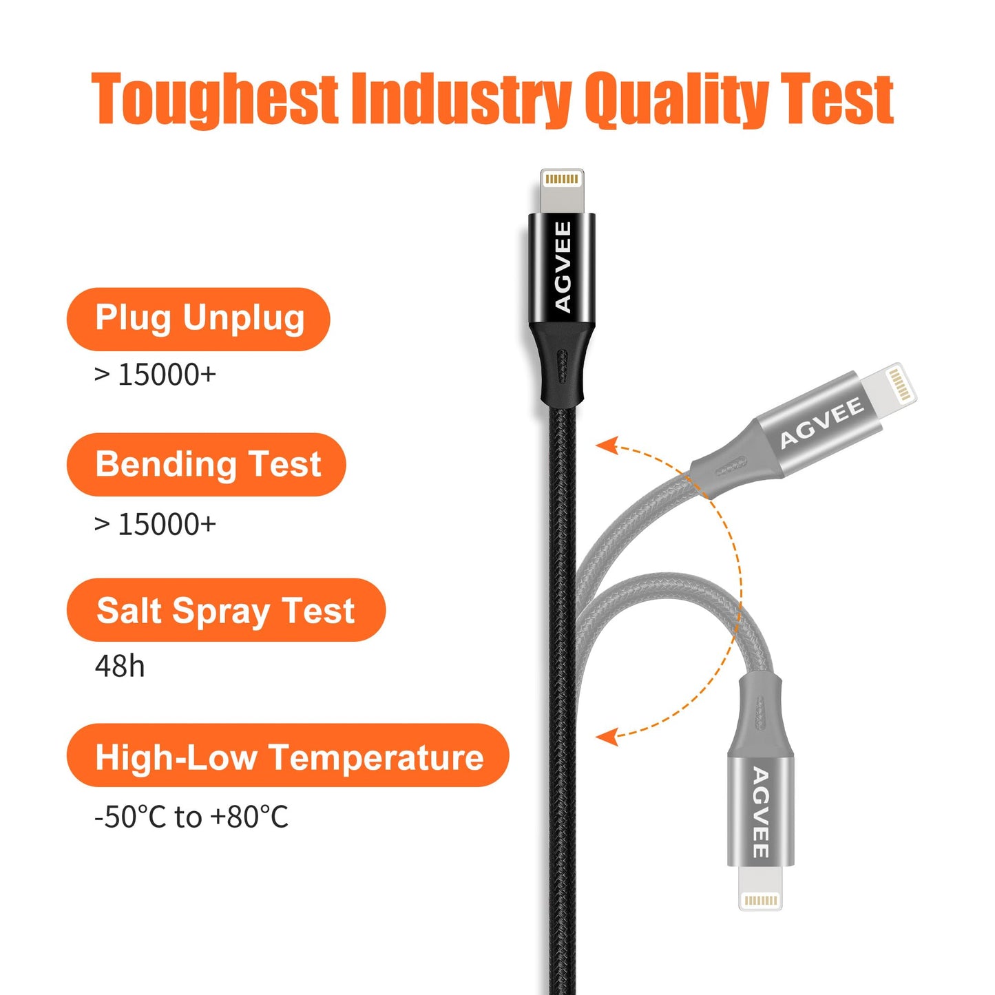AGVEE 2 Pack 1ft Lightning Extension Cable