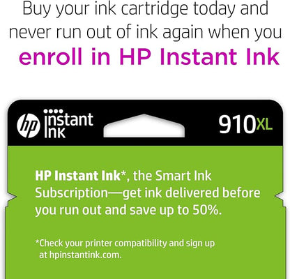 HP 910XL Black High-yield Ink Cartridge for HP Printers | Works with Printer Series: OfficeJet 8010, 8020; OfficeJet Pro 8020, 8030 | Eligible for Instant Ink | 3YL65AN