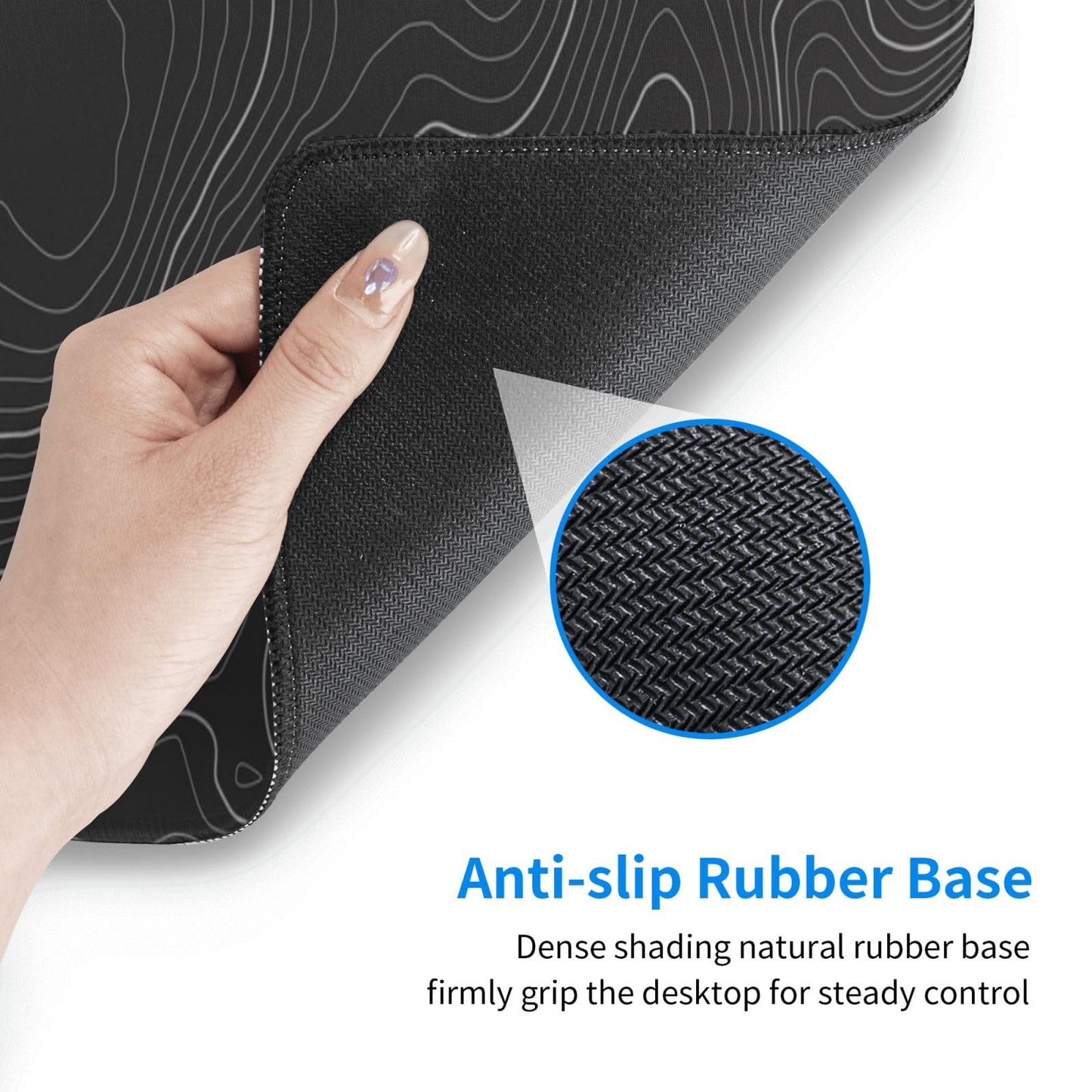 Topographic Contour Extended Big Mouse Pad Large,Gaming Mouse Pad Desk Pad,31.5×11.8 Inch Long Computer Keyboard Mouse Mat Mousepad with 3mm Non-Slip Base and Stitched Edge for Gaming and Office