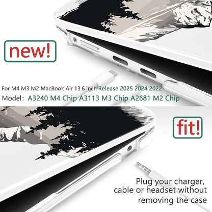 TWOLSKOO Compatible with M4 MacBook Air 13.6 inch Case 2025-2022 Release M4 A3240 M3 A3113 M2 A2681, Plastic Hard Shell & Keyboard Cover & Type C Adapter & Screen Protector, Mountain View