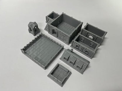 Paintable Tabletop Miniature Building Terrains Compatible with D&D and Alike RPG War Games - 18mm/28mm Scale Scenery with Medieval Gothic Architecture Style (18mm Scale)