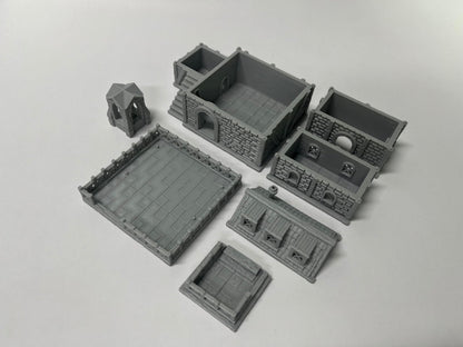 Paintable Tabletop Miniature Building Terrains Compatible with D&D and Alike RPG War Games - 18mm/28mm Scale Scenery with Medieval Gothic Architecture Style (18mm Scale)