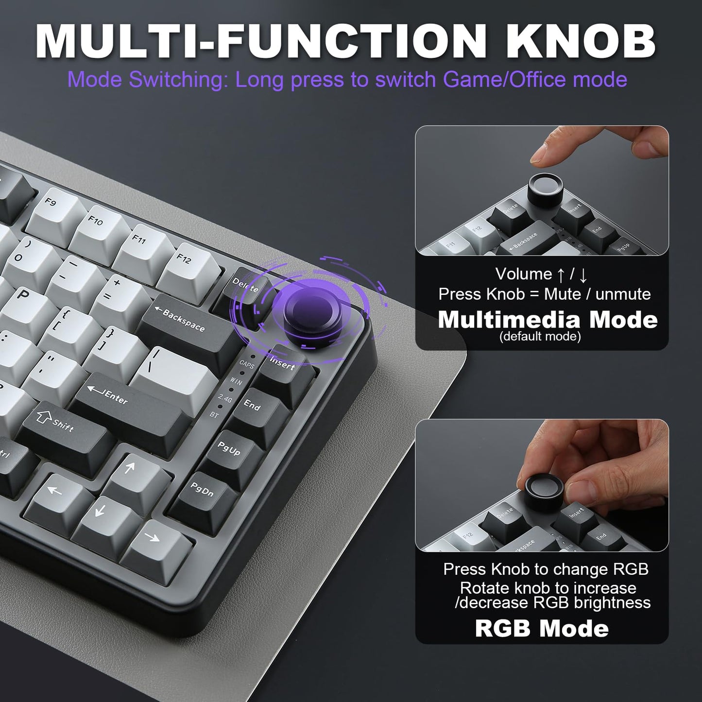 YUNZII B75 PRO 75% Wireless Mechanical Keyboard (Dark Grey,Cocoa V2)